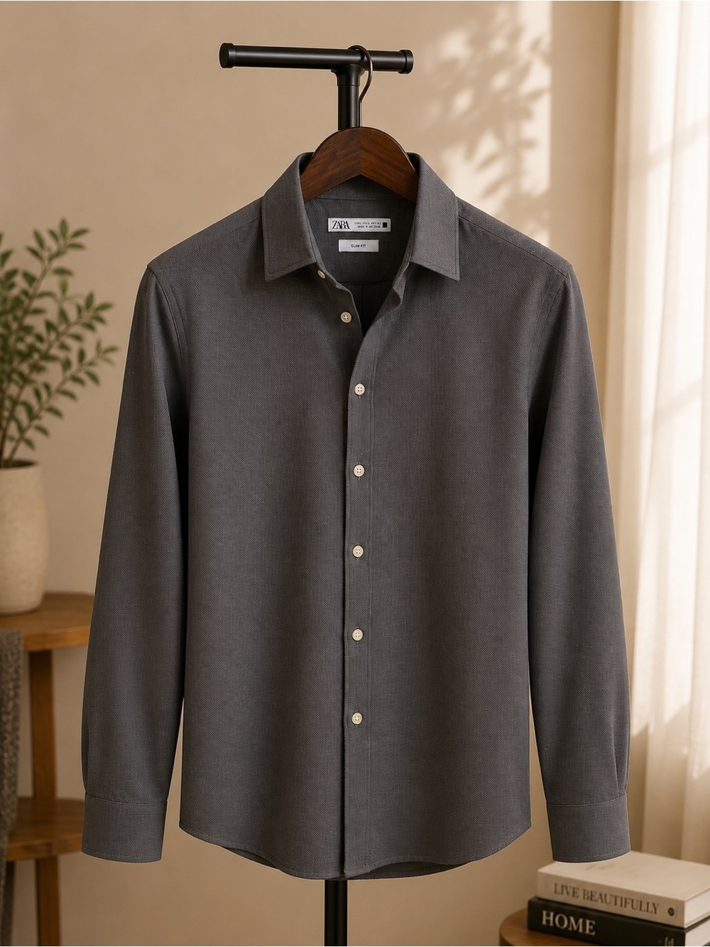 Zara Charcoal Button-Up Shirt